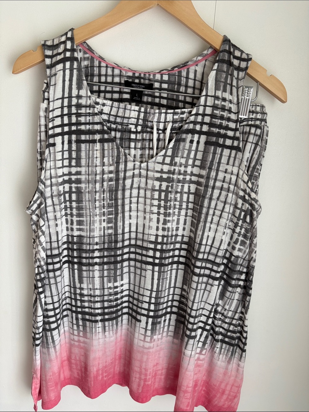 Simply Vera Vera Wang Black & Pink Ombre Plaid Pajama Set
